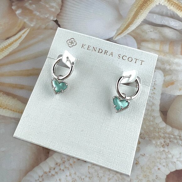 Kendra Scott Ari Heart Light blue illusion silver earrings - Picture 2 of 4